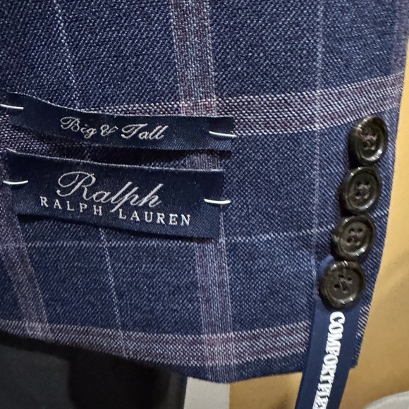 Ralph Lauren Navy/Pink Plaid Blazer Men Big/Tall Comfort Flex 56L.New with tags - Picture 4 of 8